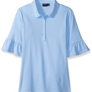 uniform shirt ruffle bell sleeve polo shirt